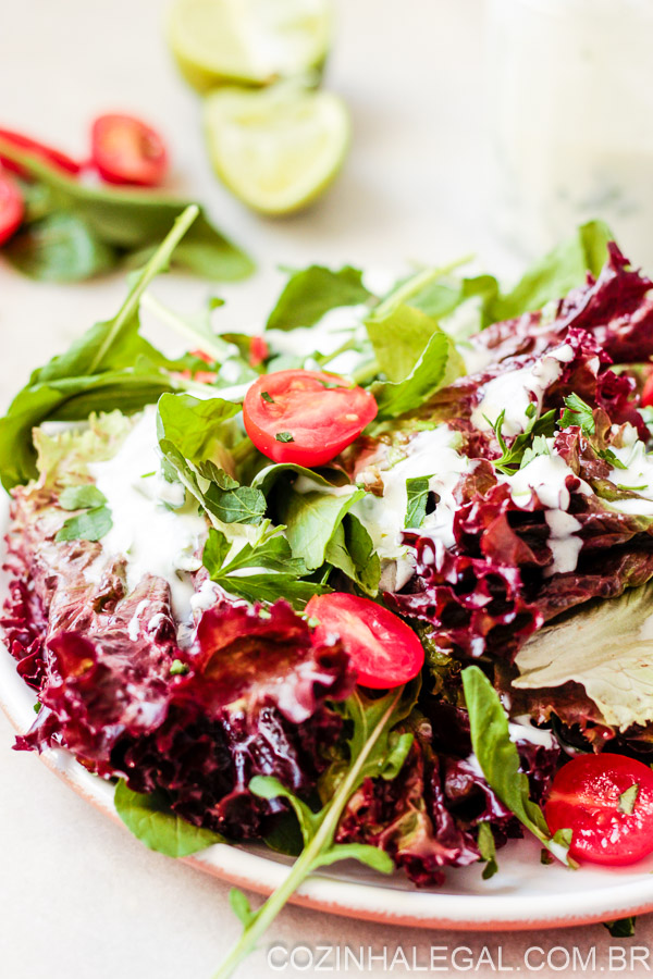 Se você tem o hábito de acrescentar somente temperinhos básicos em sua salada, aproveite essa dica de molho de iogurte, ele é super fácil, e traz aquele toque especial para o prato.