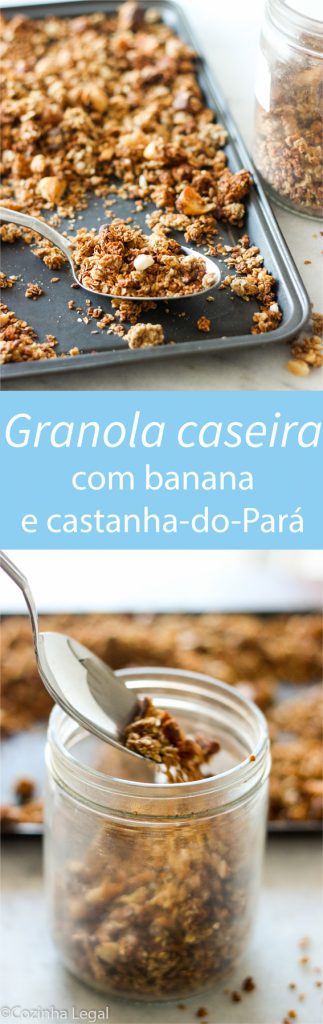 Granola caseira com banana tem o sabor do bolo de banana, e fica pronta em menos de 30 minutos. Com muitas fibras, vitaminas, minerais.